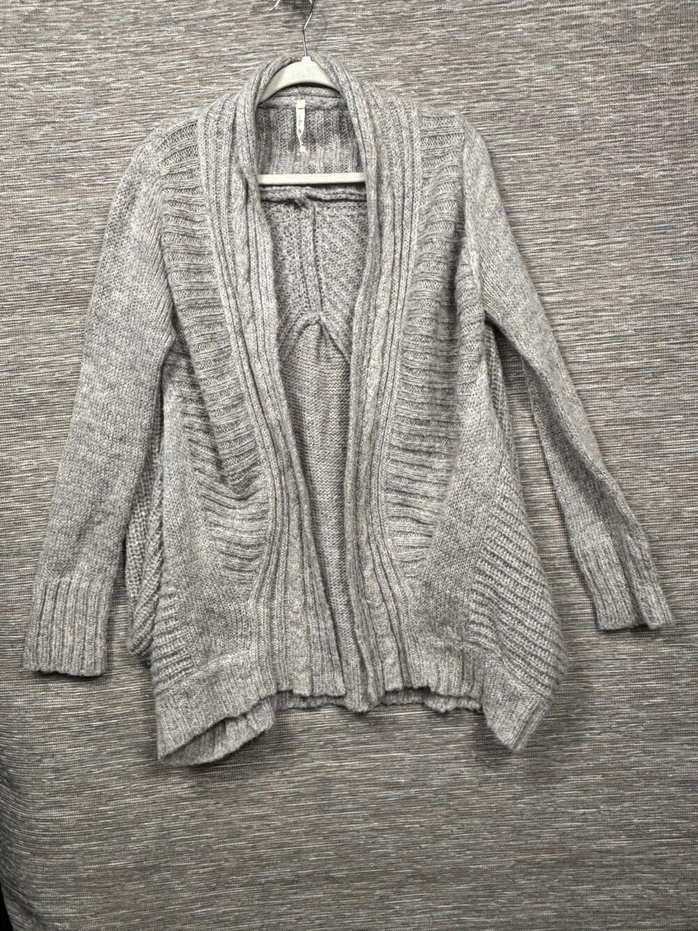 Willow & Clay Open Front Cardigan Sweater Womens Size S Gray Heather Long Sleeve